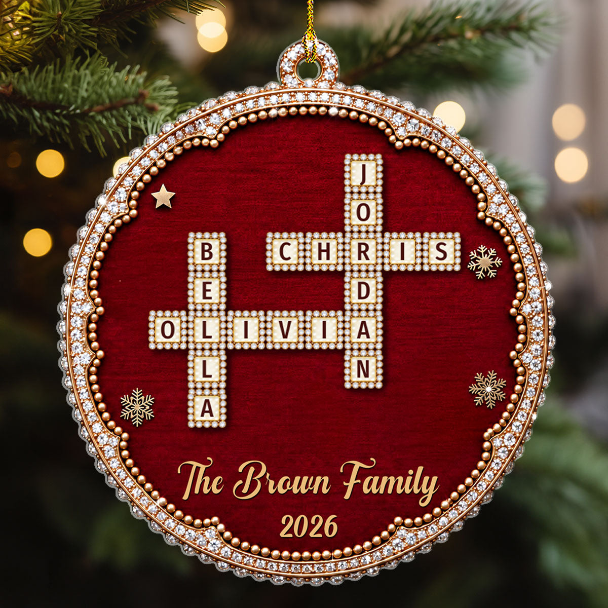 Custom Family Ornament, Christmas Gift for Family Members •  Heirloom Pearl Grid - Personalized Acrylic Ornament