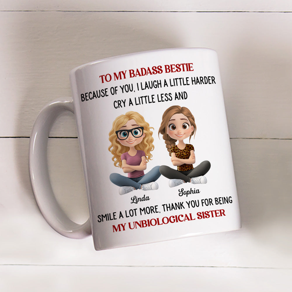 Custom Best Friend, Christmas & Birthday Friendship Keepsake Gift • Thanks For My Unbiological Sister - Personalized Coffee Mug