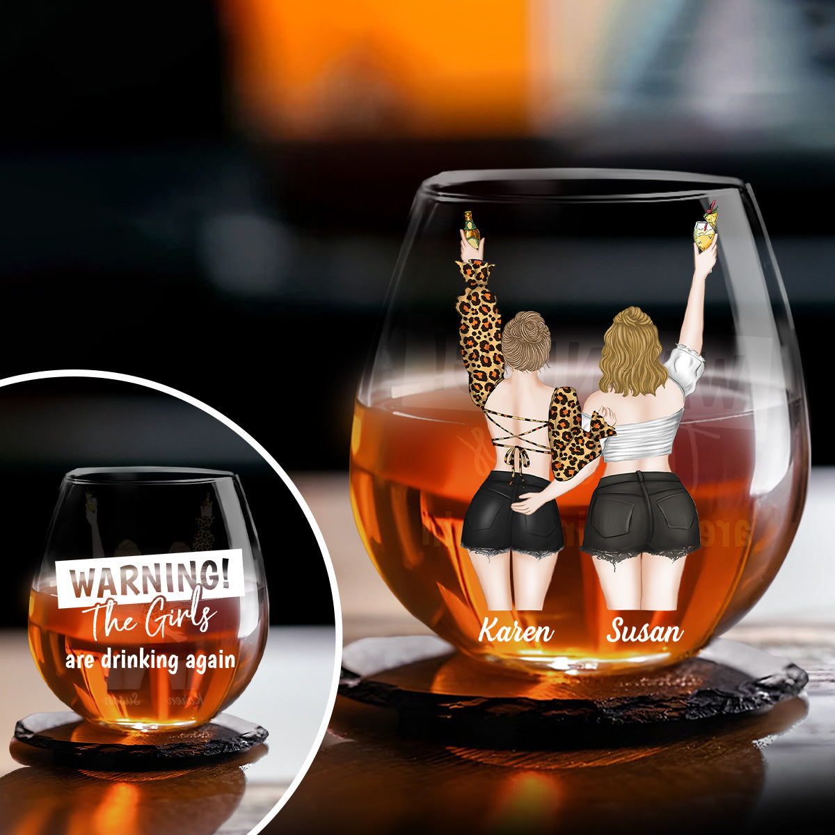 Warning The Girl - Personalized Wine Glass