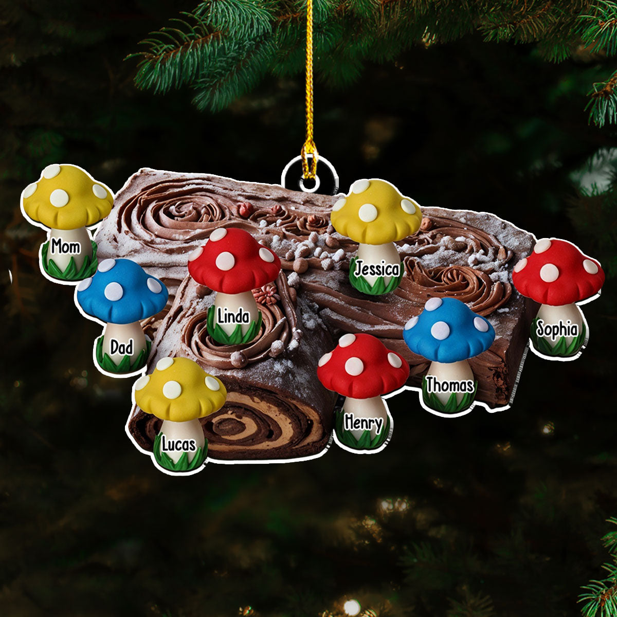 Custom Family Ornament, Christmas Gift for Family Members •  Yule Log Cake Crew - Personalized Acrylic Ornament