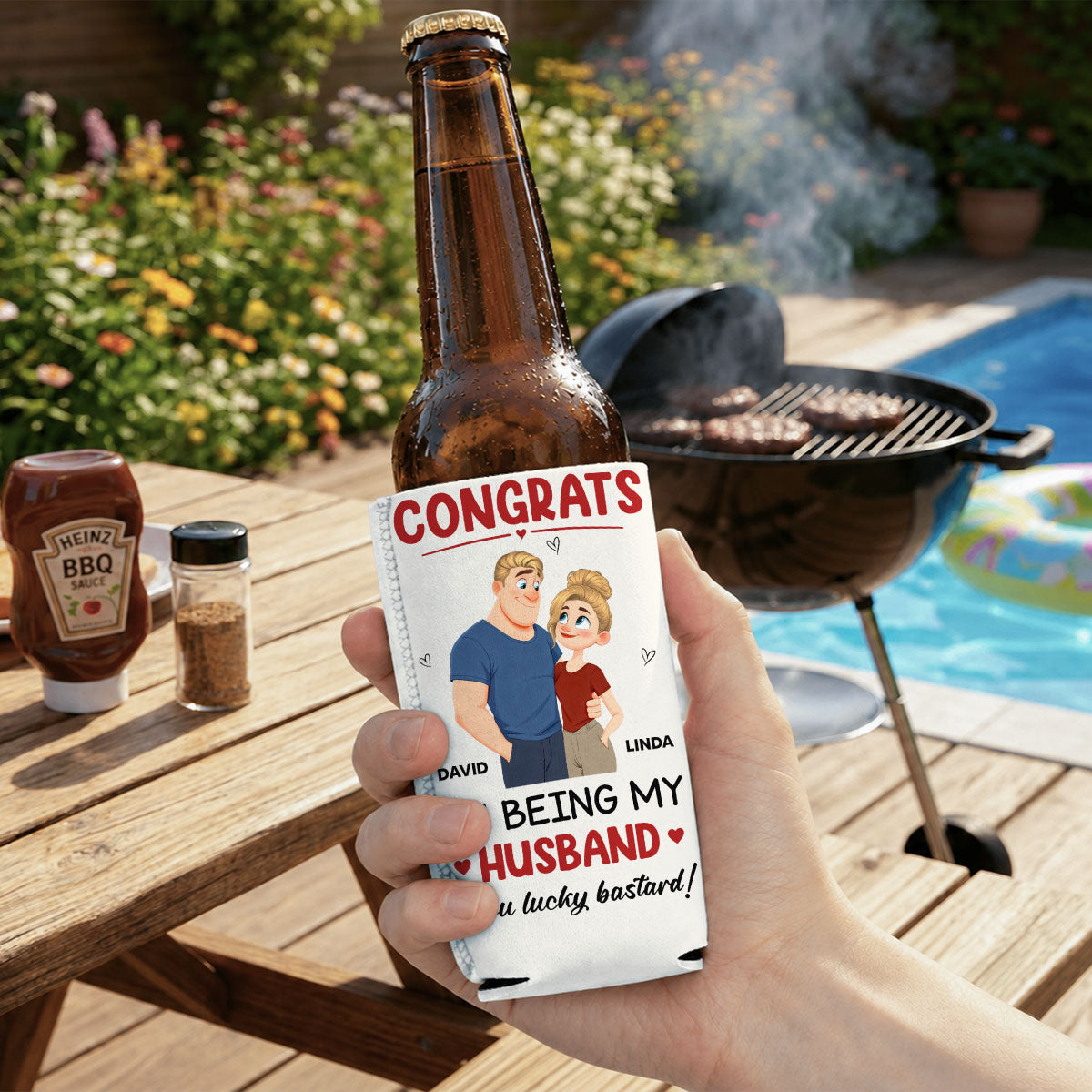 Congrats On Being My Husband - Personalized Skinny Can Cooler