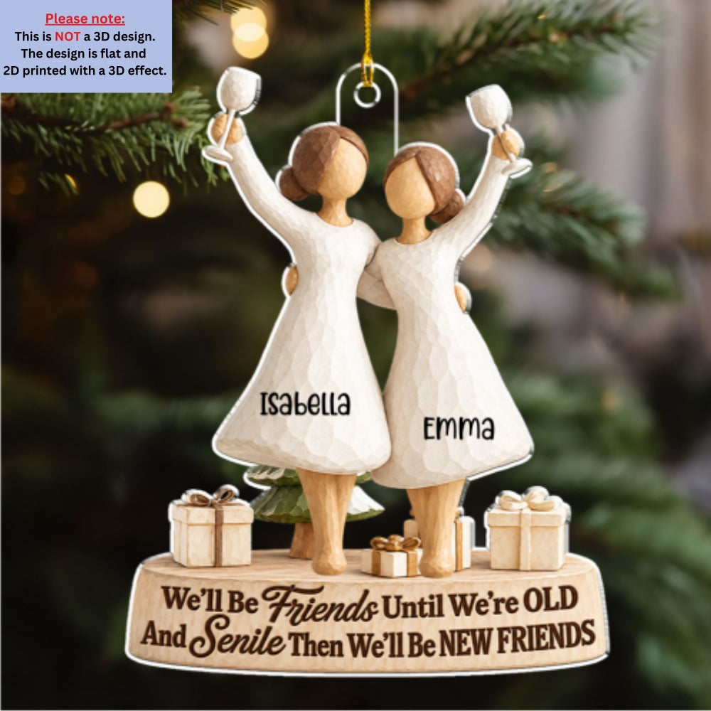 Custom Sister Christmas Ornament •  Old And Senile - Personalized 3D Effect Acrylic Ornament