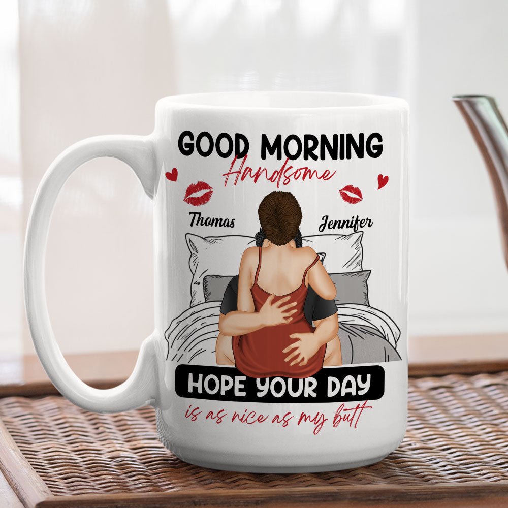 Custom Anniversary Keepsake Gifts For Couple • Good Morning Handsome - Personalized Coffee Mug