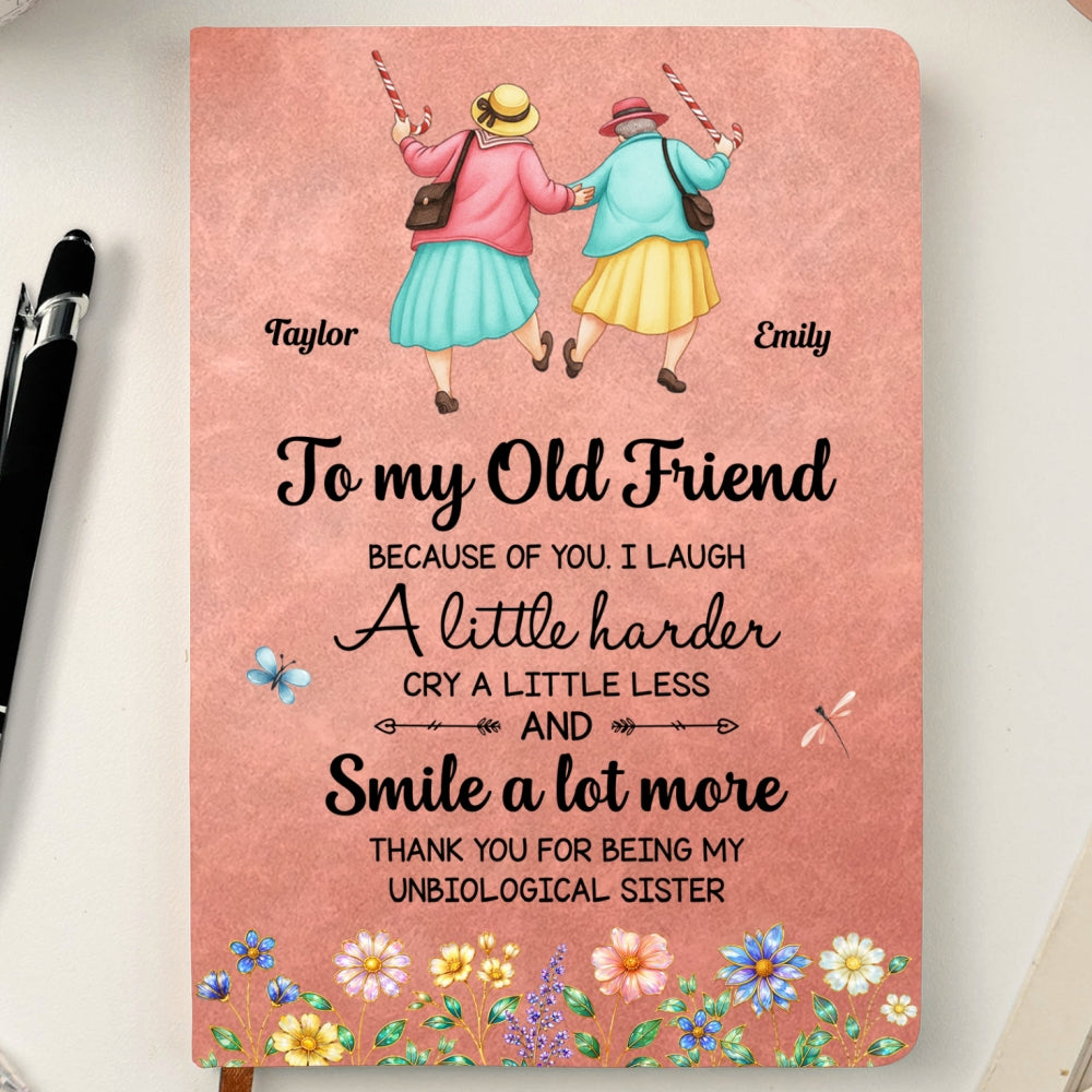 Positive Affirmations Notebook, Self-Love Journal For Bestie • Cry A Little Less And Smile More - Personalized Leather Journal