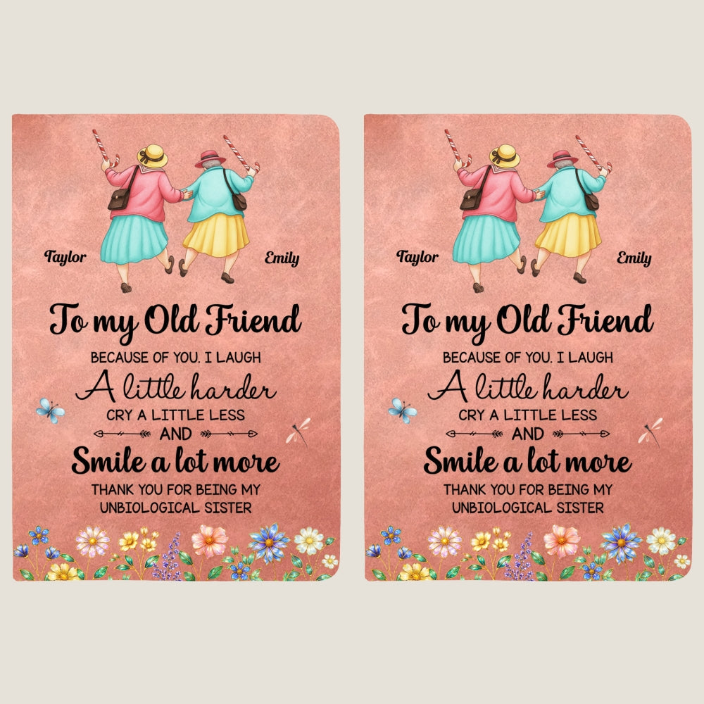 Positive Affirmations Notebook, Self-Love Journal For Bestie • Cry A Little Less And Smile More - Personalized Leather Journal