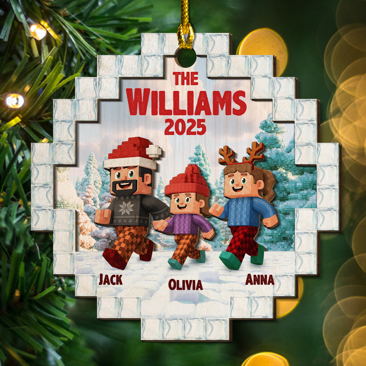 Custom Keepsake Christmas Ornament •  Us As A Family - Personalized 2-layered Wood Ornament