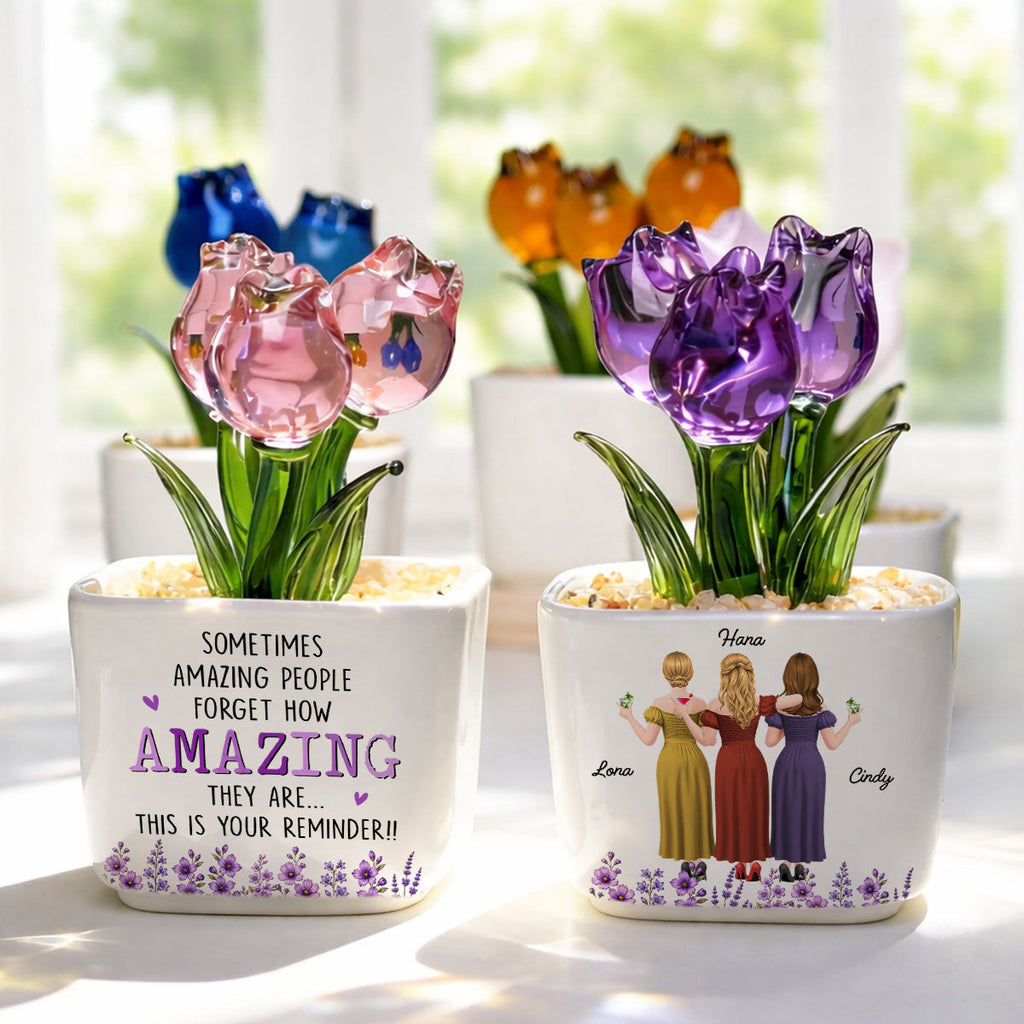 Custom Flower Keepsake, Glass Home Decor Gift for Best Friend • This Is Your Reminder - Personalized Glass Everlasting Tulips