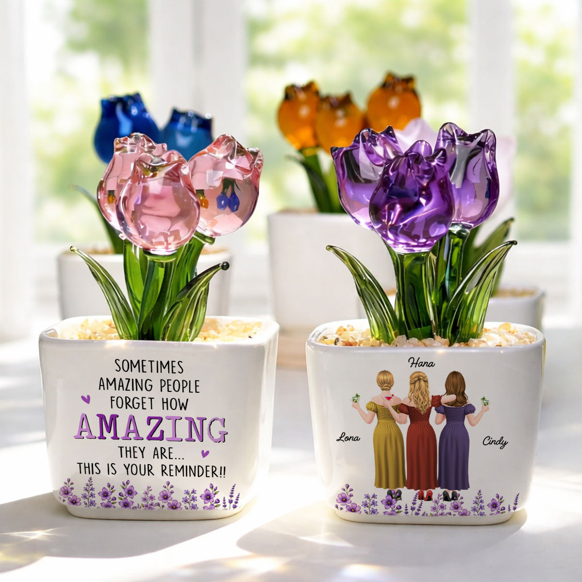 Custom Flower Keepsake, Glass Home Decor Gift for Best Friend • This Is Your Reminder - Personalized Glass Everlasting Tulips