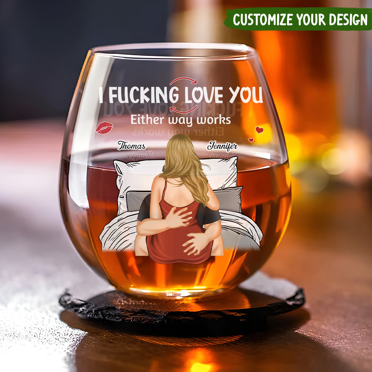 I Love You - Personalized Wine Glass