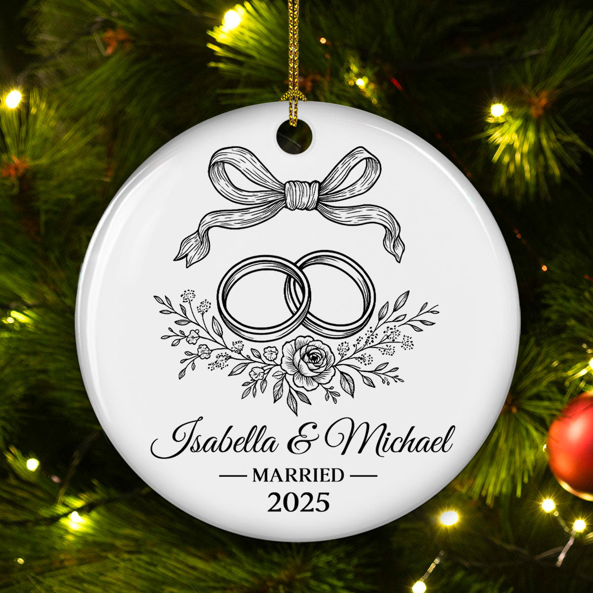 Custom Couple Christmas Ornament, Anniversary Gift •  Us Being Us - Personalized Ceramic Ornament