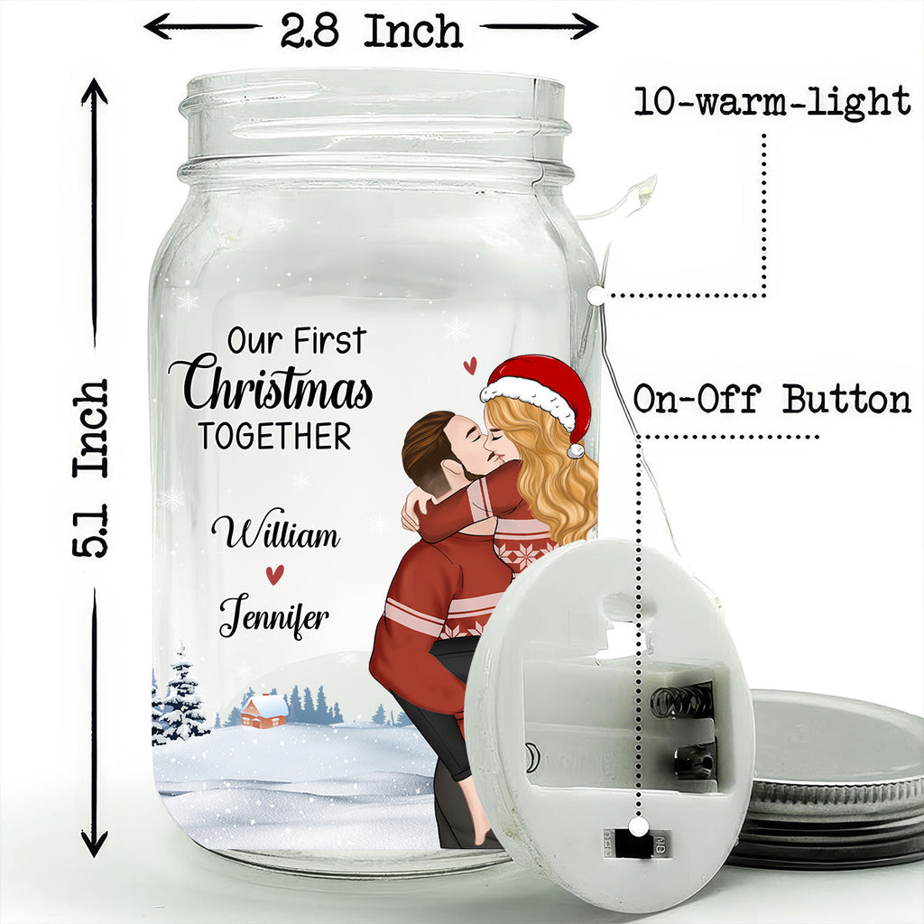 Happy First Christmas - Personalized Mason Jar Light