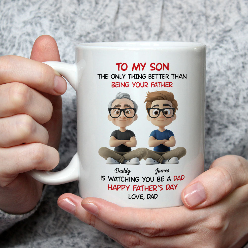 Custom Father's Day Gift For Son • Dad To My Son Cartoonize - Personalized Coffee Mug