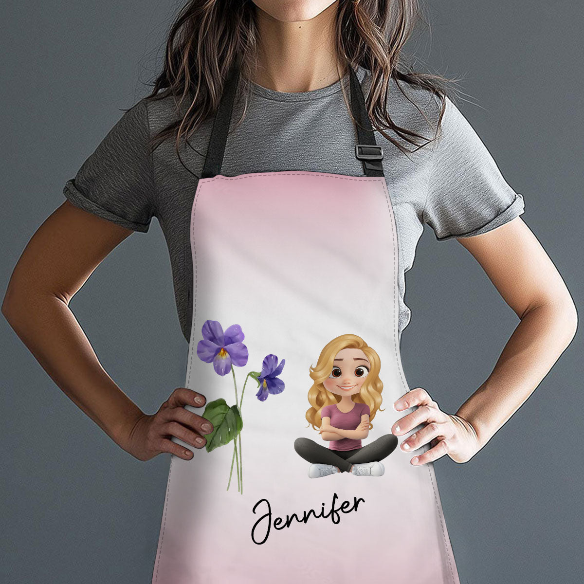 Lovely Girl Flower - Personalized Apron