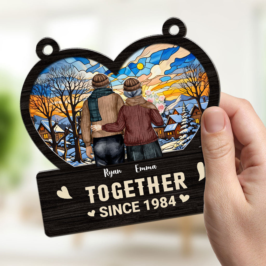 Custom Couple Hanging Decor, Anniversary Valentine's Day Gifts • Together Love - Personalized Suncatcher