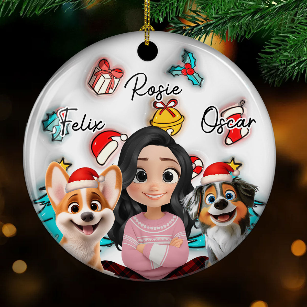 Custom Keepsake Christmas Ornament •  Santa Is Coming To Us - Personalized 3D Inflated Effect Ceramic Ornament