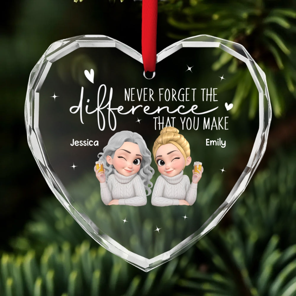 Custom Friendship Christmas Ornament, Best Friend Gift •  The Difference You Make Matters - Personalized Glass Ornament