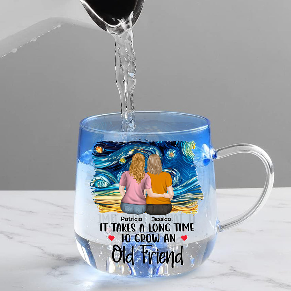 Custom Best Friend, Christmas & Birthday Friendship Keepsake Gift • Friendship Forever - Personalized Blue Gradient Glass Mug