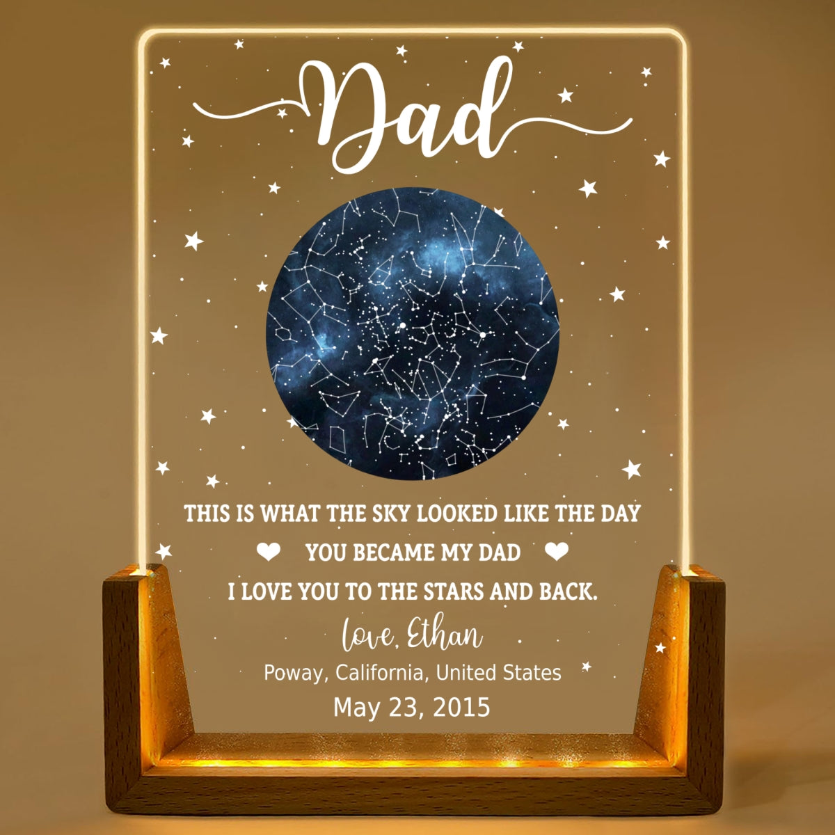 Custom Anniversary, Wedding, Christmas Gift For Husband, Him• The Sky Looked Like - Personalized Night Light