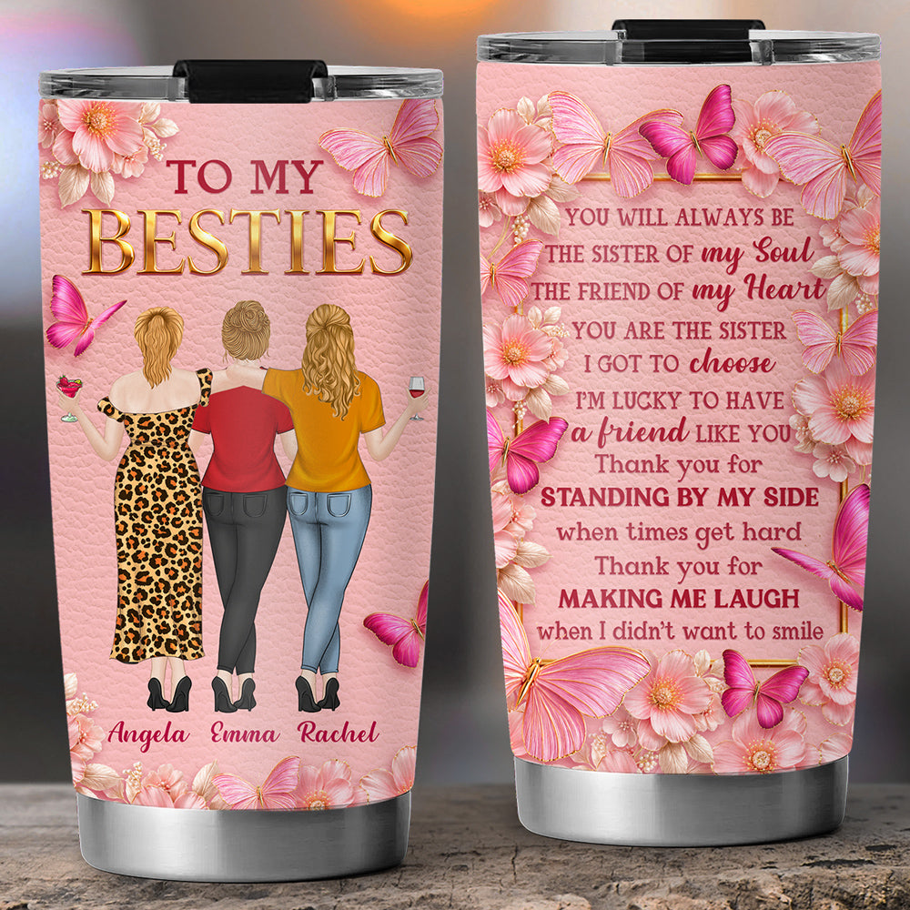 Custom Christmas Birthday Gifts For Best Friend • Butterfly Bestie Love - Personalized 3D Effect Tumbler