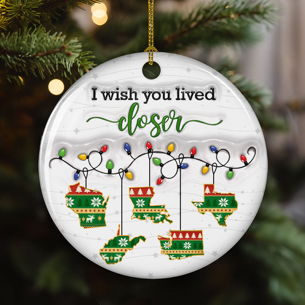 Custom Family Ornament, Christmas Gift for Family Members •  So Far From Me - Personalized 3D Inflated Effect Ceramic Ornament