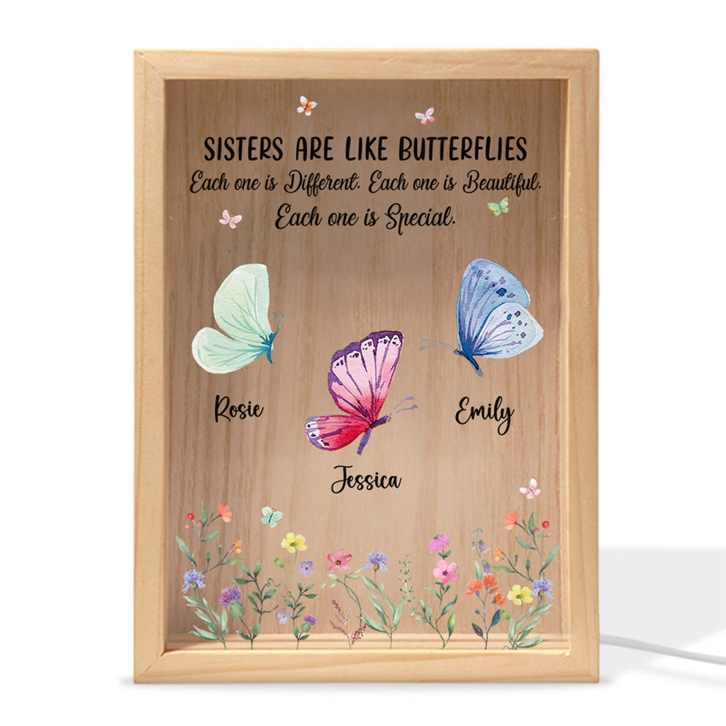 Sisters Shine Like Butterfly - Personalized Frame Light Box