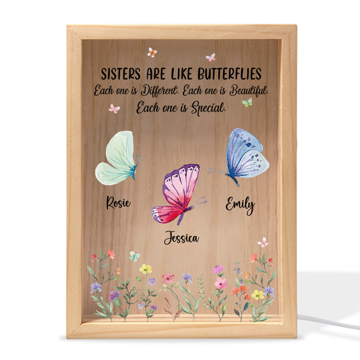 Sisters Shine Like Butterfly - Personalized Frame Light Box