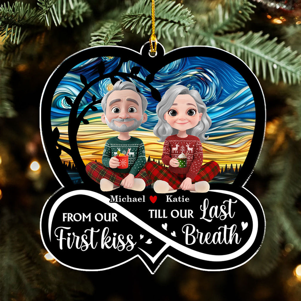 Custom Couple Christmas Ornament, Anniversary Gift •  Forever By Your Side - Personalized Acrylic Ornament