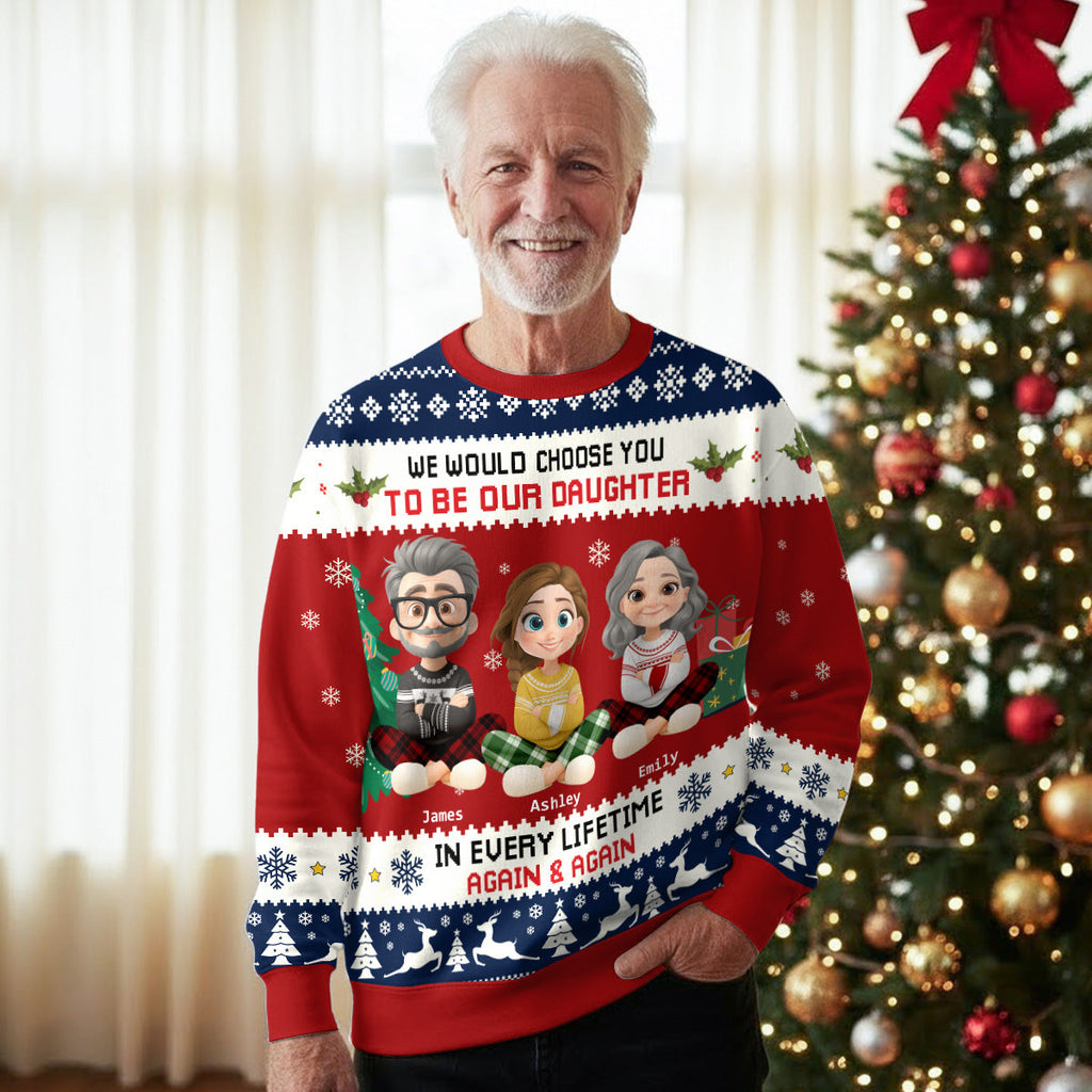 Custom Family Christmas Sweatshirt, Gift for Family Members • Always Choose You - Personalized All-Over-Print Sweatshirt