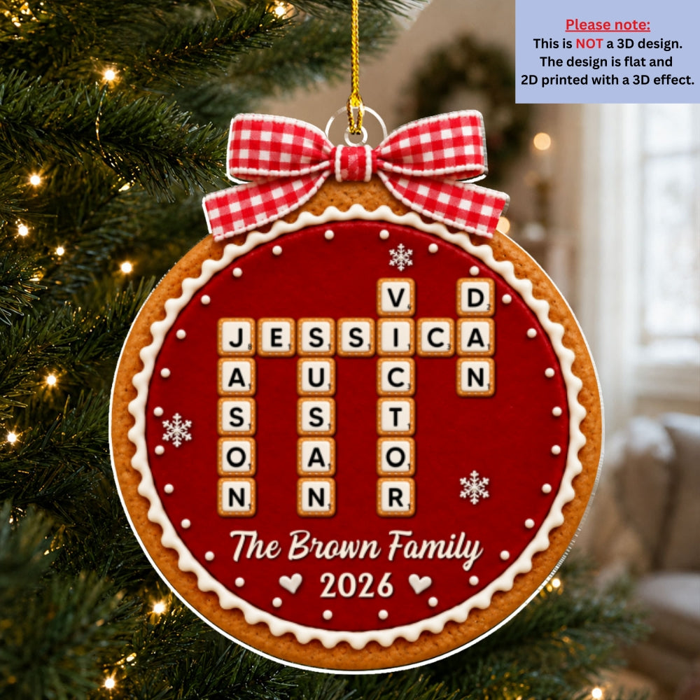 Custom Family Ornament, Christmas Gift for Family Members •  Gingham Jam Grid - Personalized Acrylic Ornament
