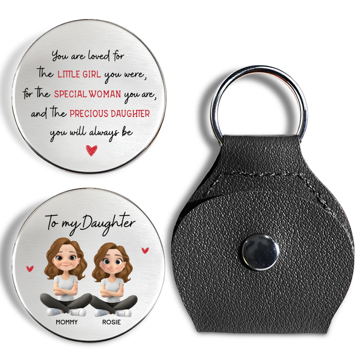 Custom Coin Keychain for Daughter Mom, Mother's Day Birthday Gifts • You Are Loved For - Personalized Pocket Hug