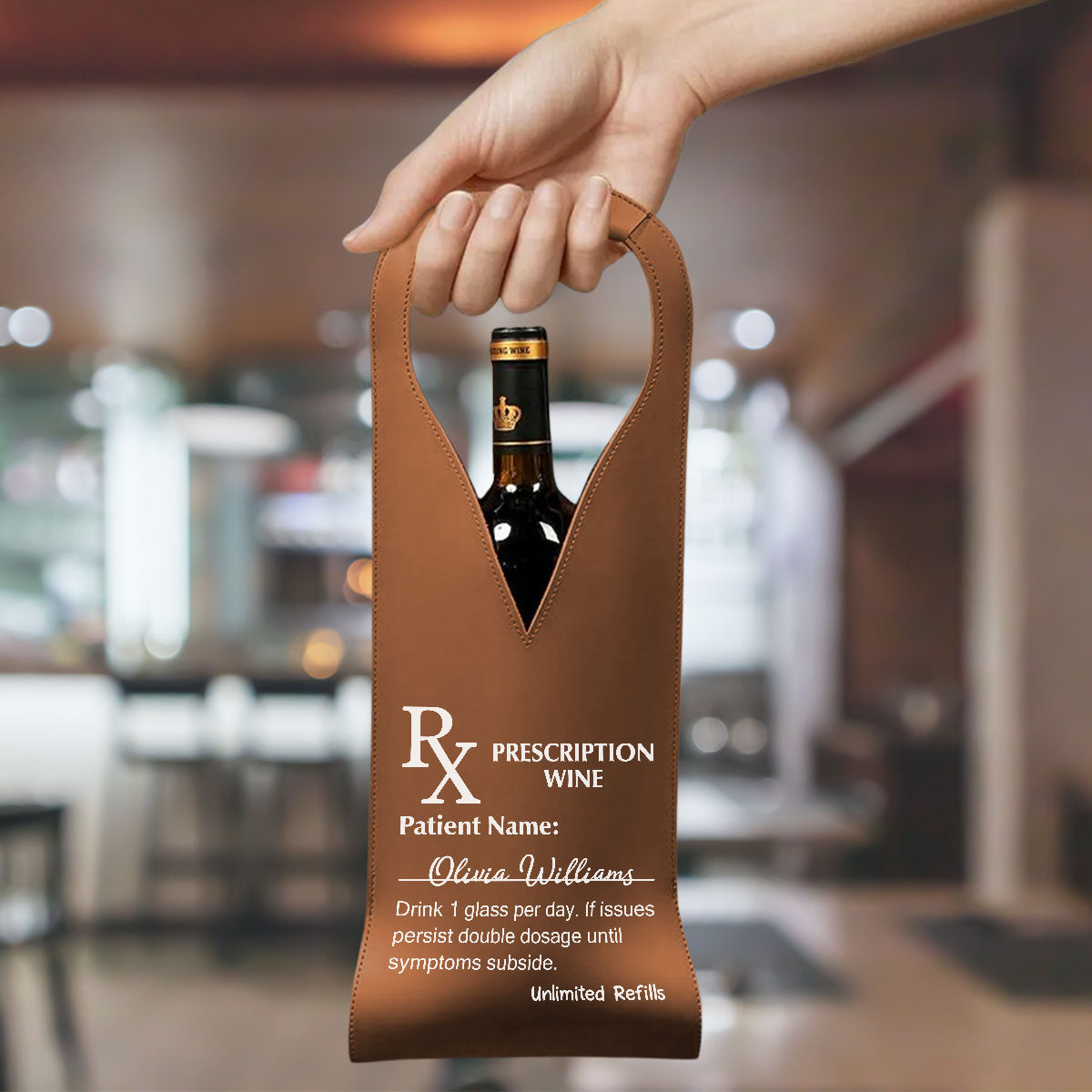 Prescription Wine - Personalized Leather Wine Bag