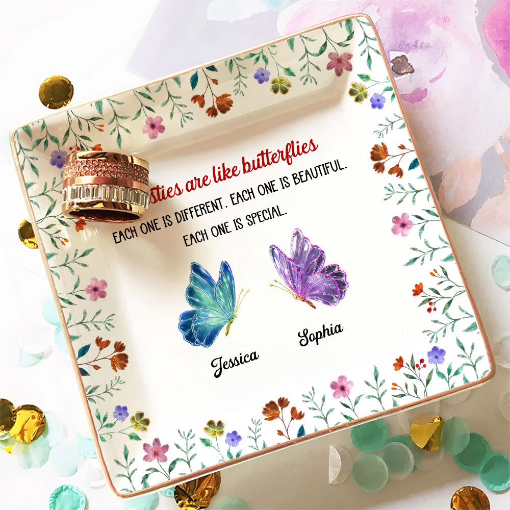 Custom Trinket Dish, Meaningful Birthday Gift For Her • Festive Sister Love - Personalized Jewelry Dish
