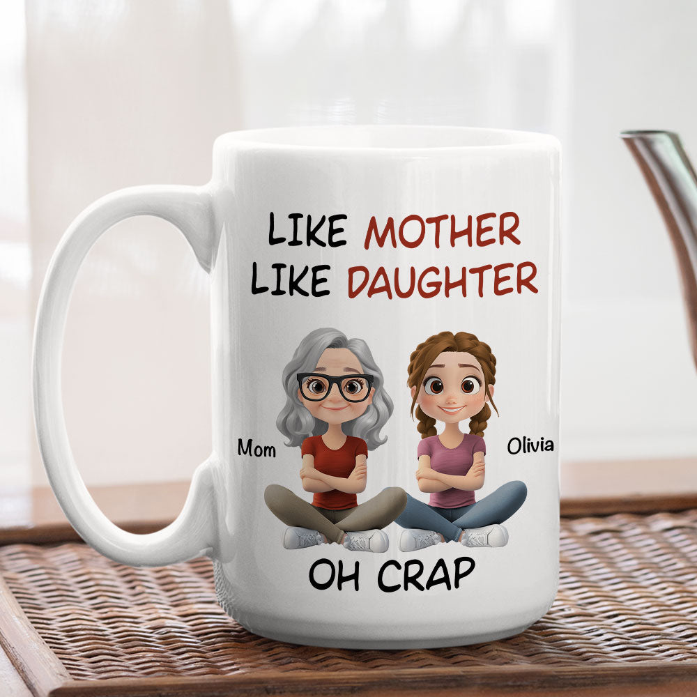 Custom Christmas & Birthday Gift for Daughter • Like Mother Like Daughter Cartoonized - Personalized Coffee Mug