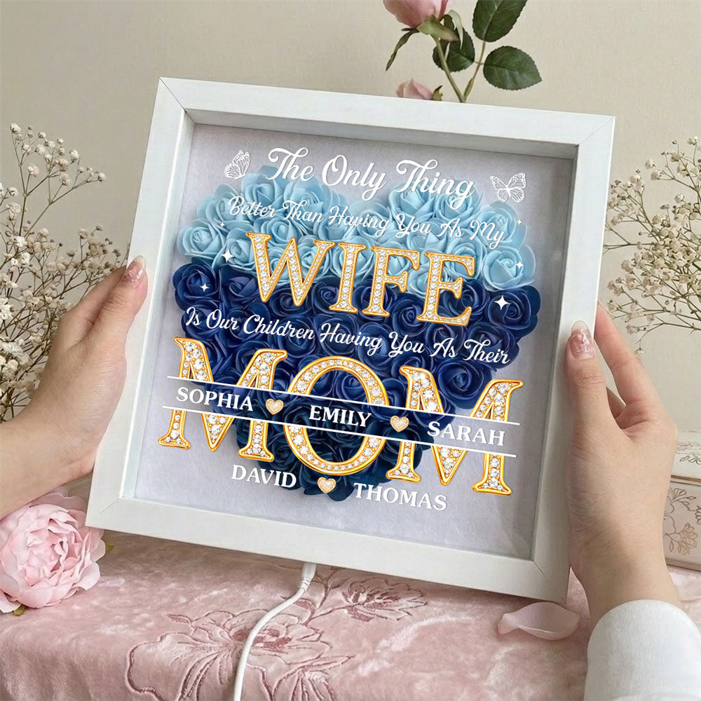Having You As My Wife - Personalized Flower Shadow Box With LED Light