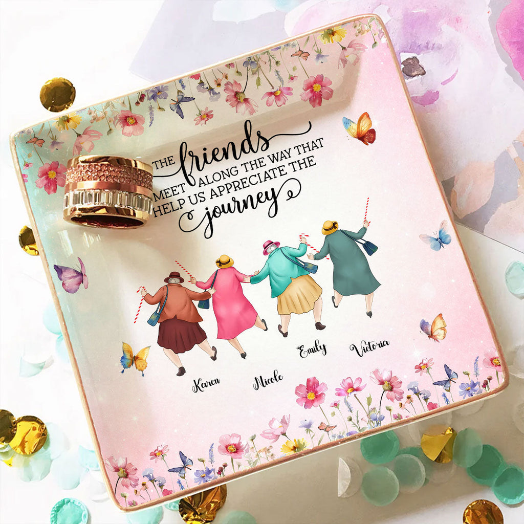 Custom Bestie Trinket Dish, Birthday Christmas Gift For Best Friend • Every Chapter Better With Friends - Personalized Jewelry Dish