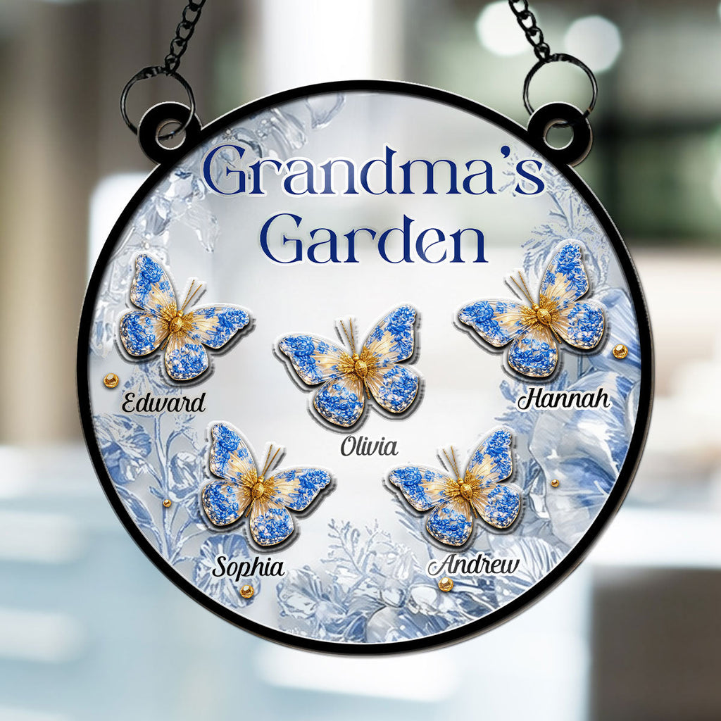 Custom Name Grandma Hanging Decor, Mother's Day Birthday Gifts • The Garden Mom - Personalized Suncatcher