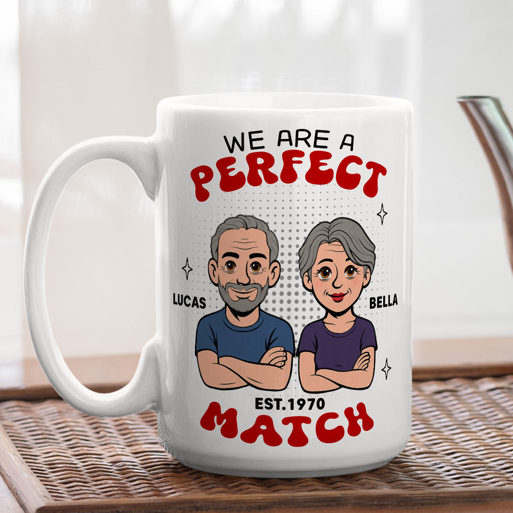 Custom Anniversary Keepsake Gifts For Couple • Perfect Match - Personalized Coffee Mug