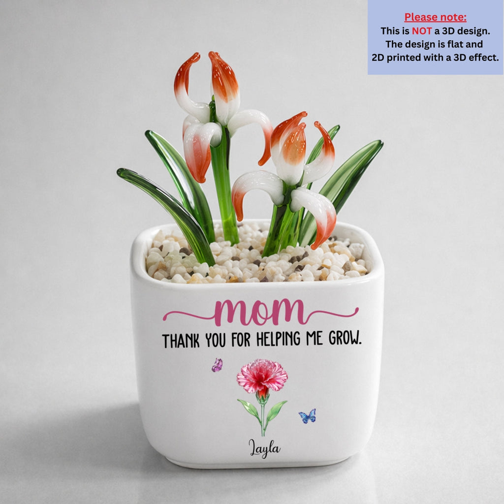 Thank You For Helping Me Grow - Personalized Glass Birth Month Flower