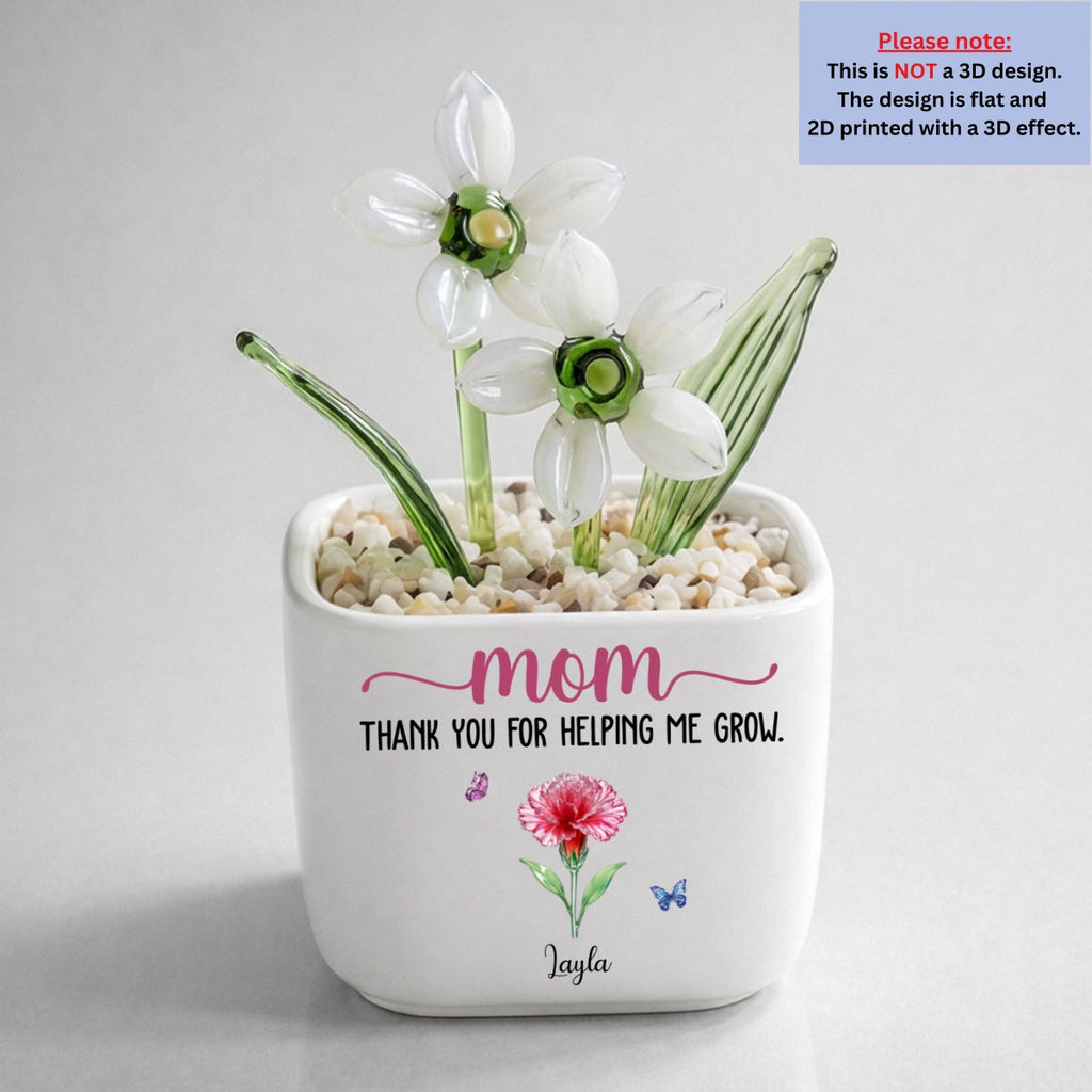 Thank You For Helping Me Grow - Personalized Glass Birth Month Flower