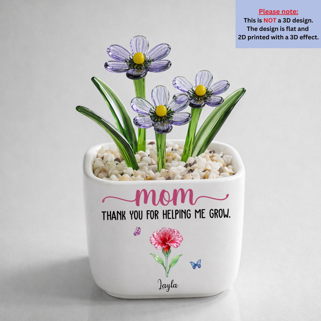 Thank You For Helping Me Grow - Personalized Glass Birth Month Flower