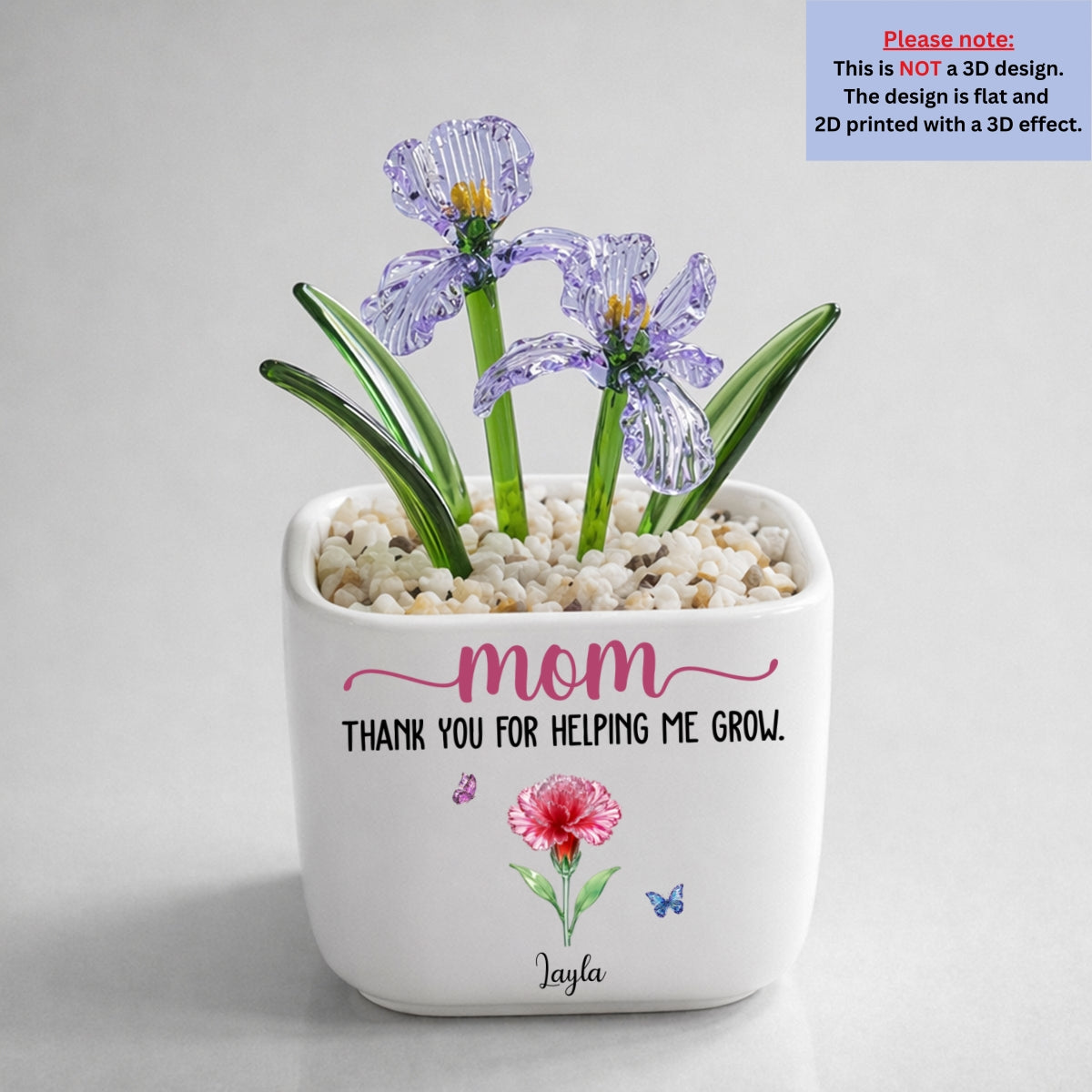 Thank You For Helping Me Grow - Personalized Glass Birth Month Flower