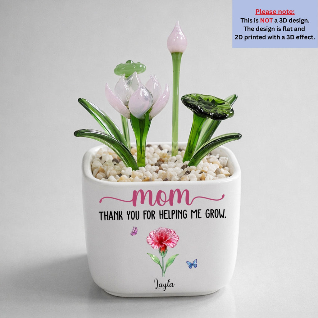 Thank You For Helping Me Grow - Personalized Glass Birth Month Flower