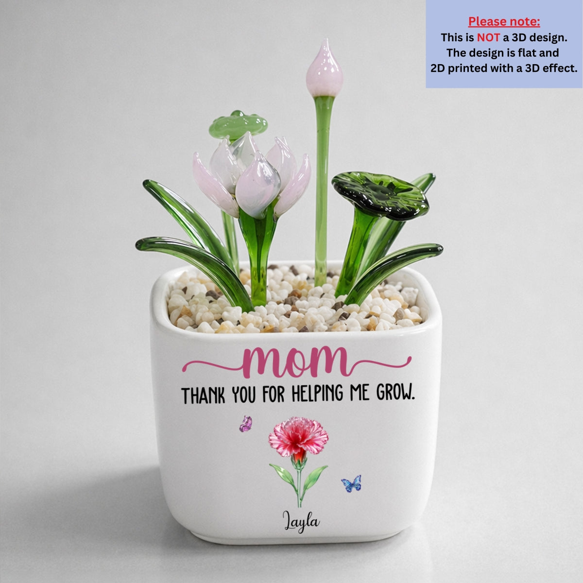 Thank You For Helping Me Grow - Personalized Glass Birth Month Flower