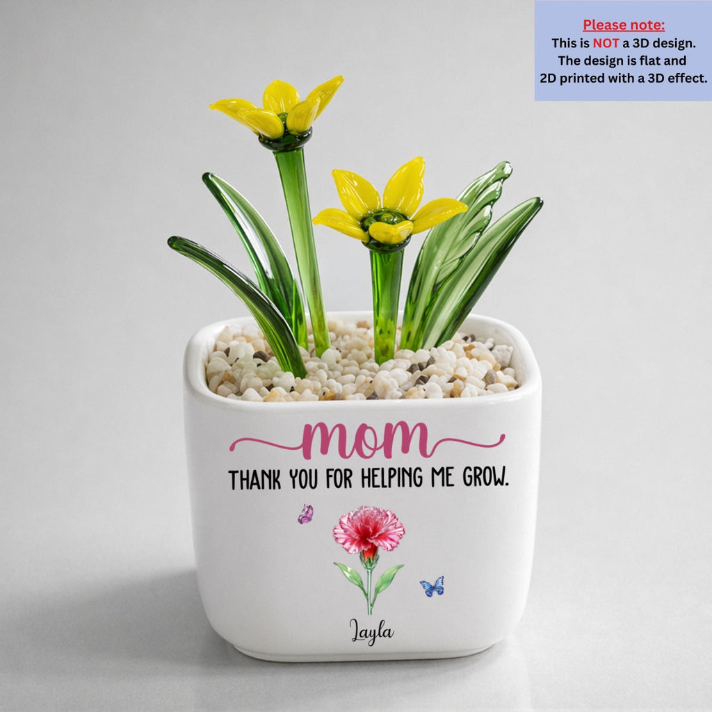 Thank You For Helping Me Grow - Personalized Glass Birth Month Flower
