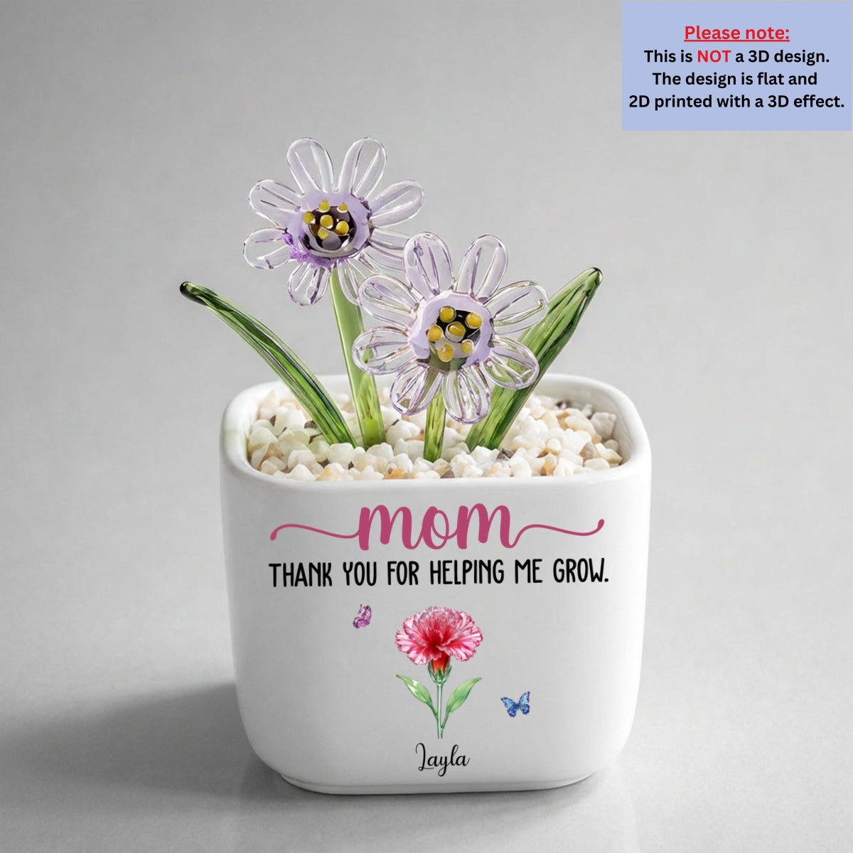 Thank You For Helping Me Grow - Personalized Glass Birth Month Flower