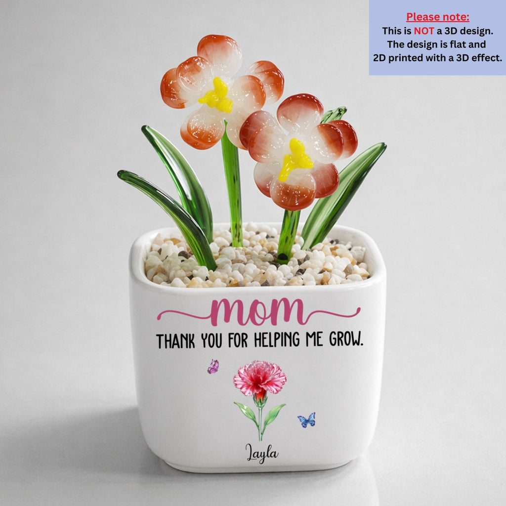 Thank You For Helping Me Grow - Personalized Glass Birth Month Flower