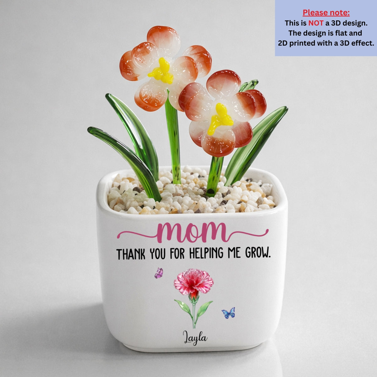 Thank You For Helping Me Grow - Personalized Glass Birth Month Flower