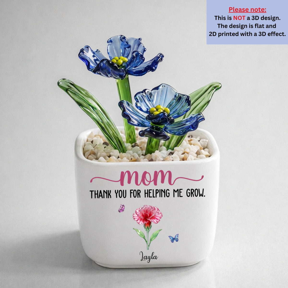 Thank You For Helping Me Grow - Personalized Glass Birth Month Flower