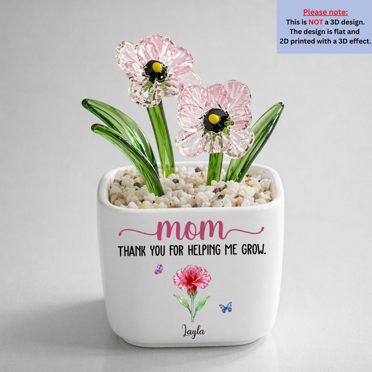 Thank You For Helping Me Grow - Personalized Glass Birth Month Flower
