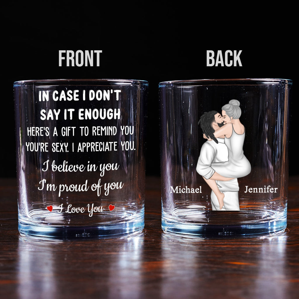Custom Christmas Anniversary Birthday Drinkware Gifts for Couple • I Love You - Personalized Whiskey Glass